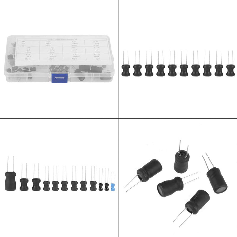 Bewinner Inductors 10uH-10mH 12 Values Choke Coils Assorted Kit Electronic Inductors With Special Guide Pin Structure Small Vertical Inductors Take Up Less Space