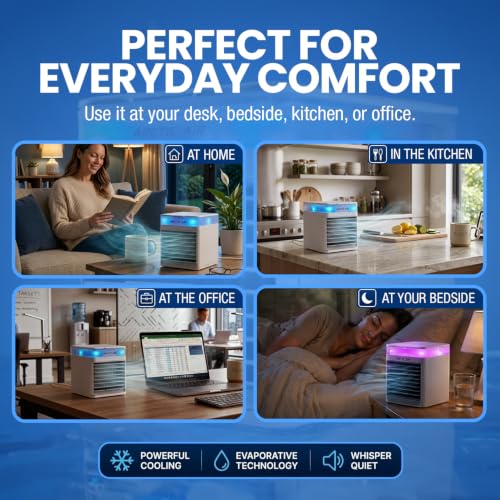 Arctic Air Pure Chill 2.0 Evaporative Air Cooler by Ontel - Powerful, Quiet, Lightweight and Portable Space Cooler with Hydro-Chill Technology For Bedroom, Office, Living Room & More,Blue No Size