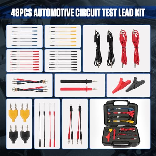 48PCS Automotive Circuit Test Leads Kit Electrical Breakout Leads Automotive Kit Multi Function Auto Diagnostic Tools Multimeter Test Leads Kit 48