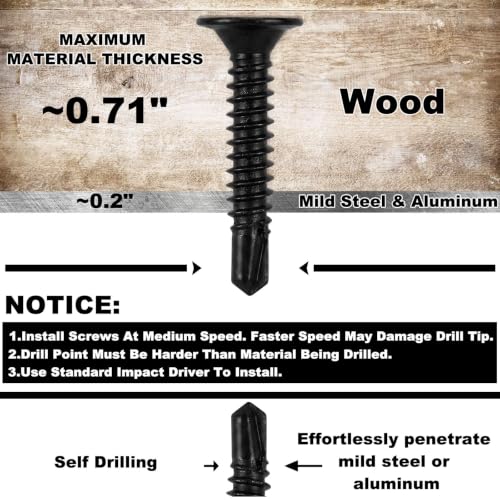 Yaocom #10-16 x 1-1/4 Wood to Metal Self Drilling Screws, 2 lb Box 716