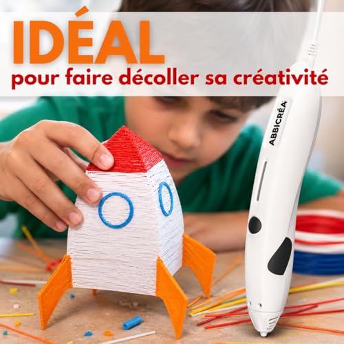Complete Kit with Hard Bag, 10 x 5 m PCL Filaments, Finger Protectors and Instructions in French | Safe, Non-Toxic, Children's Gift for Arts and Crafts | Surprise Gift Present Inside