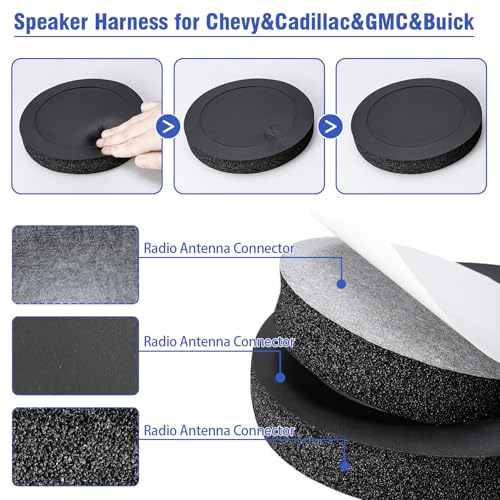 6.5 Solid Speaker Spacer with Foam Ring Adapter Self-Adhesive,Universal Door Speaker Mounts Bracket Easy Installation