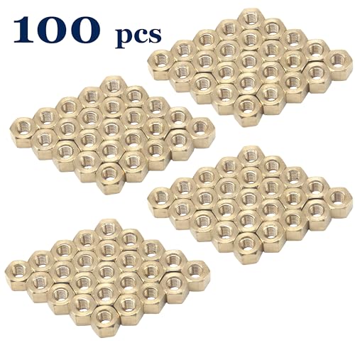 HFS(R) Thread Hex Nuts 3/8"-16, Solid Brass Hex Nut (100PCS/Pack) 100