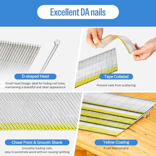 meite 15 Gauge 34 Degree Finish Nails Set 1-1/4 Inch & 2-1/2 Inch Galvanized Angled Finishing Nails for Finish Nailer Gun - Cabinet Crown Baseboard Door Trim