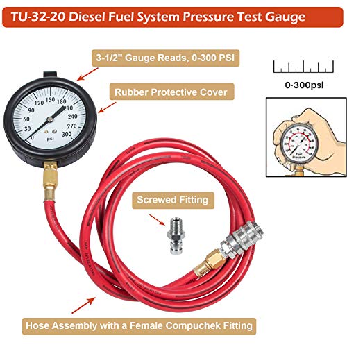TU-32-20 - 0 to 300 psi Compuchek Fuel System Pressure Tester Gauge