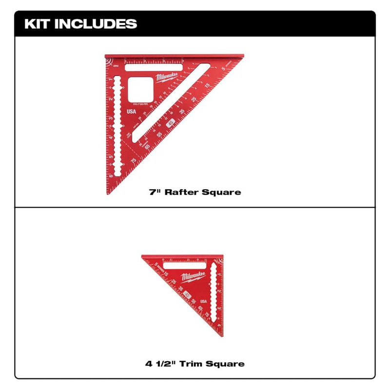 Milwaukee Tool 7-inch Rafter Square and 4-1/2-inch Trim Square Set