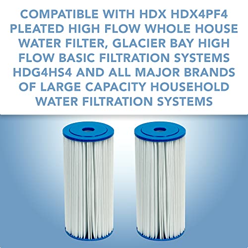 CFS Whole House Filter Bundle – Compatible with HDX4CF4 & HDX4PF4 – 1 Carbon Filter + 2 Sediment Filters – High Flow Replacement Cartridges – Removes Odor, Taste & Sediment