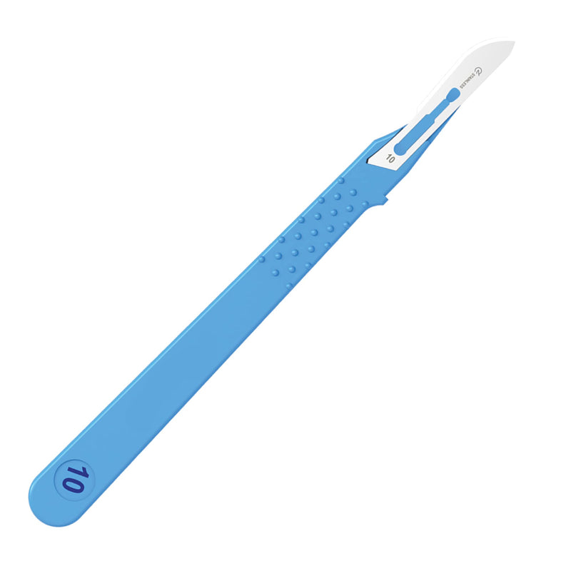 Gima - Sterile stainless steel scalpels, ABS handle, single use, standard, No. 10, 10 individually wrapped scalpels. Standard - 10 scalpels n° 10