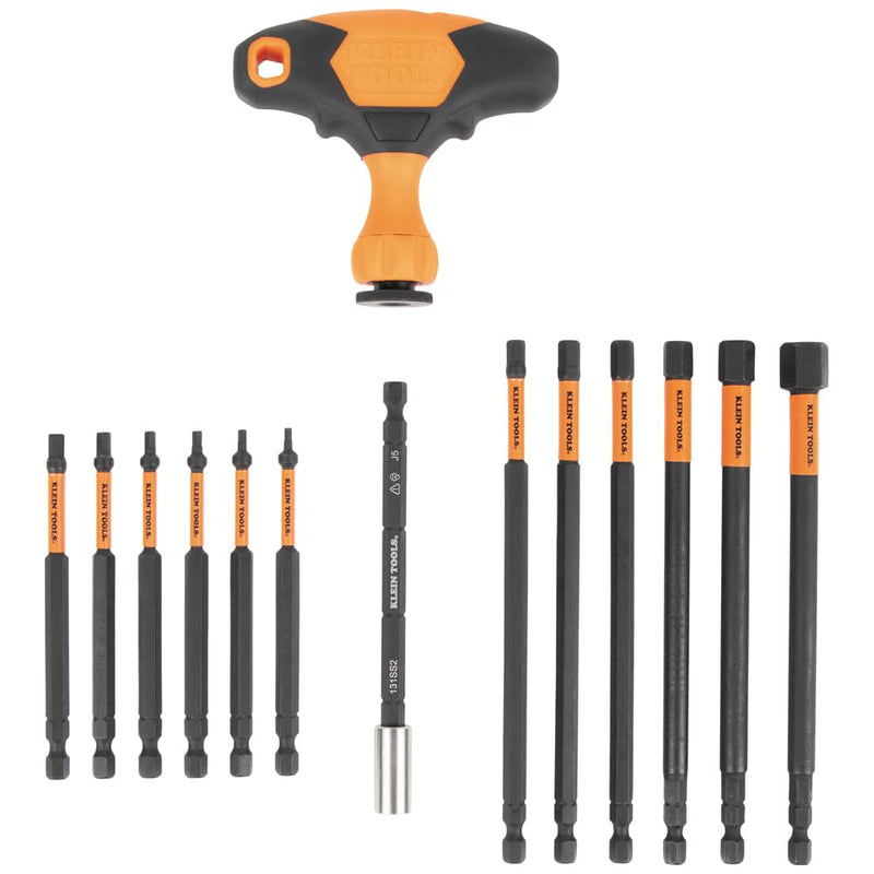 Klein Tools 33804 ProFlex Impact-Rated Interchangeable Ratcheting T-Handle Set, Torsion Zone, Magnetic Bit Holder, SAE, Metric, TORX (Pack of 1)