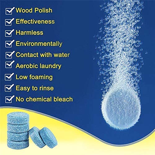 Blulu 60 Pcs Windshield Washer Fluid Tablets Windshield Wiper Fluid Concentrate Car Windshield Washer Tablets Glass Cleaner, 1 Pack Makes 63.4 Gallons, 1 Piece Makes 1.05 Gallons