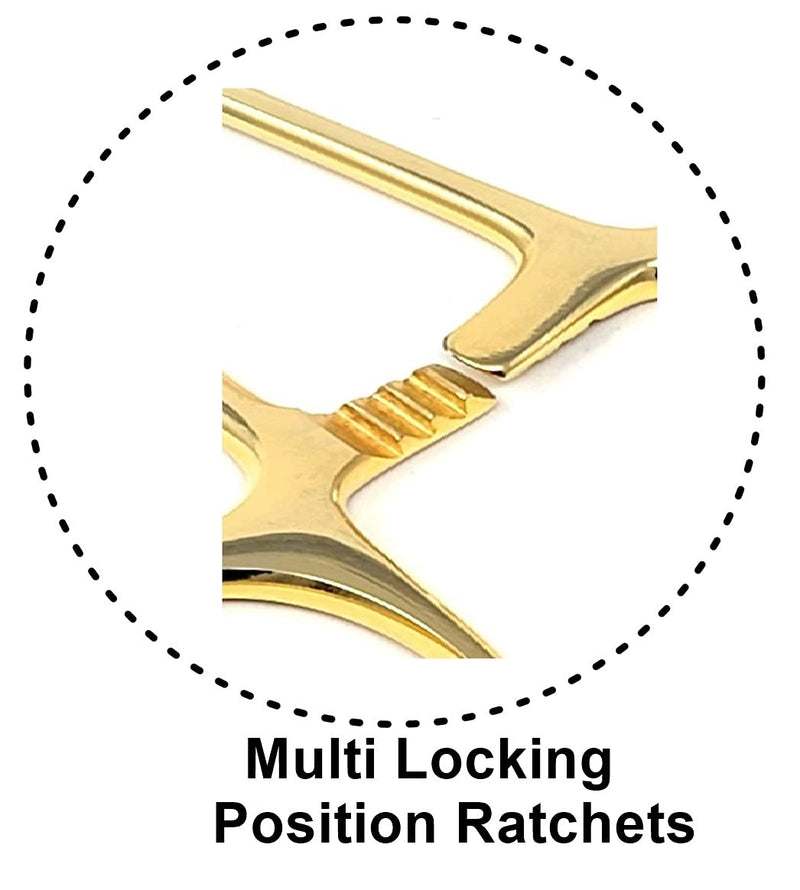 Hemostat Locking Forceps 5" Curved with Full Serrated Jaws Ideal for Clamping, Fishing, Firefighters Nurses Doctors + More (Gold Handle) Gold Handle