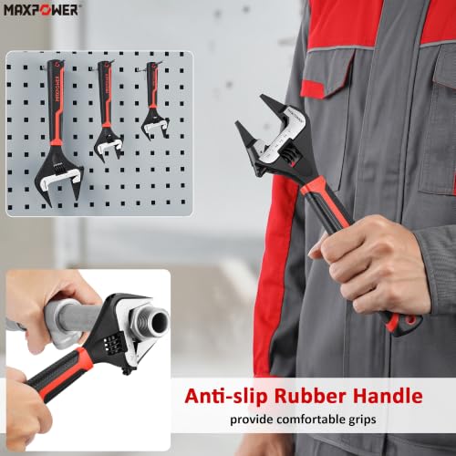 MAXPOWER 6 8 12-inch Slim Jaw Adjustable Wrench Set 6,8,12-inch