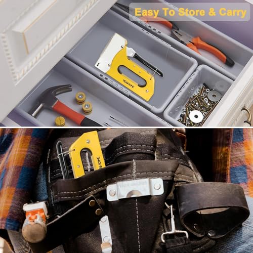 YEAHOME T50 Heavy Duty Staple Gun Kit, Upholstery Staple Gun with 6000 T50 Staples of 1/4, 3/8, 1/2 Inch, Manual Stapler Gun for Wood, Crafts, Wall, DIY & Professional Use Yellow, T50 Staple Gun, with 6000 Staples