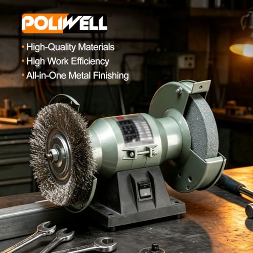 6" Bench Grinder Grinding Wheel & Wire Wheel Brush 150 Grit with 1/2" Arbor