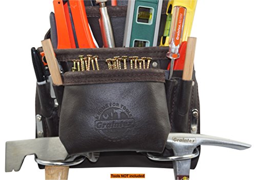 Graintex PS1234 10 Pocket Leather Tool Pouch + McGuire-Nicholas 2 3/4" Oil Tanned Leather Work Belt