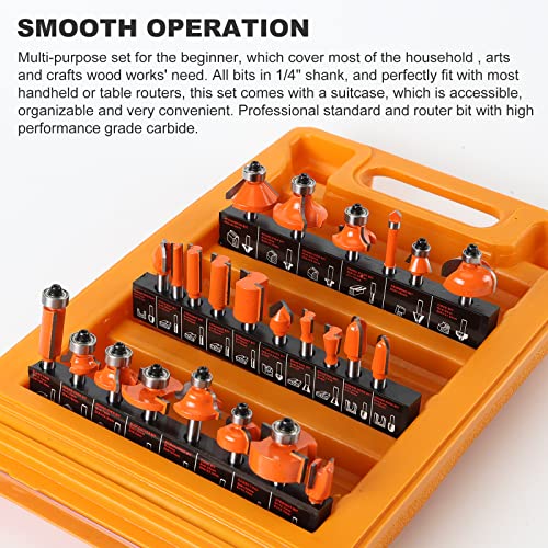 Router Bits Set, 24 Pieces, 1/4 Inch Shank 24 Piece Router Bits Set 1/4 inch