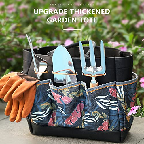 Grenebo 9-Piece Gardening Tools Set with Fashion Handbag, Black Orange