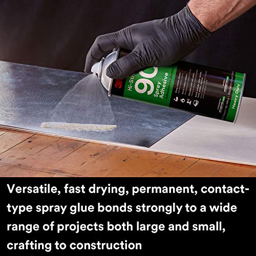 Bundle of 3M Hi-Strength 90 Spray Adhesive, Permanent, Clear Glue, Will Spray Upside Down + 3M Super 77 Multipurpose Permanent Spray Adhesive Glue, Low VOC Hi-Strength 90 - Low VOC Bundle of 90 + 77 - Low VOC 19 oz