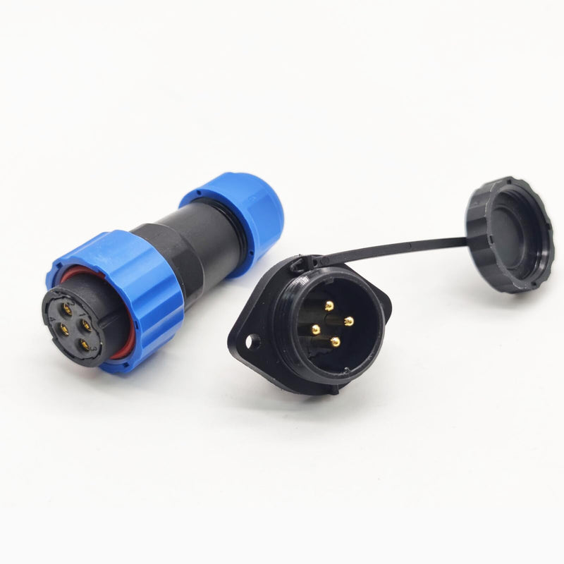 Elecbee Connector Aviation Plug SP21 IP68 4 Pin Female Plug and Male Socket 2 Holes Flange Straight Waterproof and Dustproof Satellite Cable Connector
