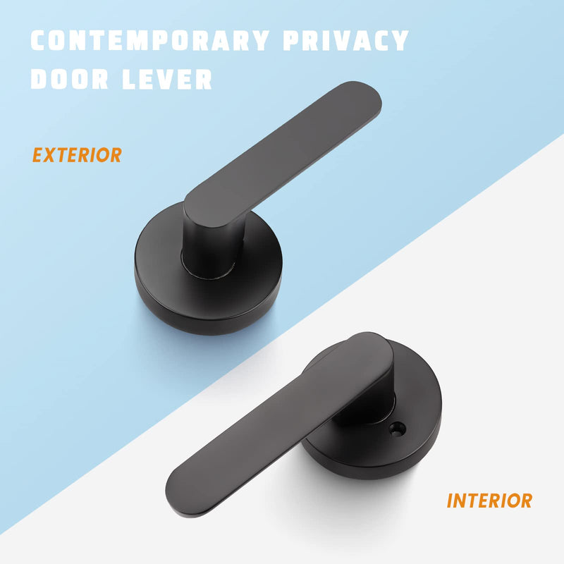 KNOBWELL 1 Pack Matte Black Door Handles, Passage Door Levers for Hallway and Closet, Black Interior Door Handles 1.94 lb One Lever 1 Pack Passage No Lock