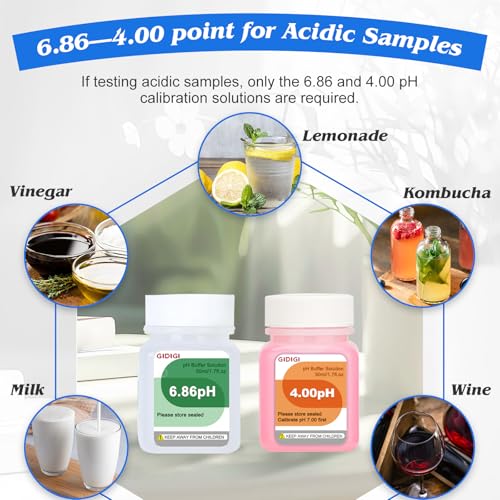 pH Meter Calibration Solution Kit (4,7,10,6.86,9.18 Buffer), 6 * 50ml Buffer Calibration Solution + KCl Probe Storage for All pH Meters with High Accuracy