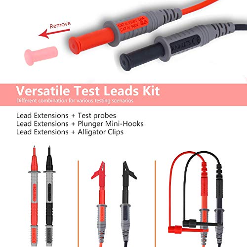 KAIWEETS Soft Silicone Electrician Test Leads Kit and Heavy Duty Wire Stripper