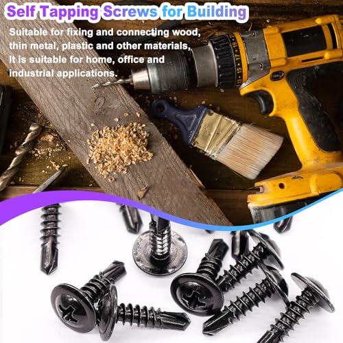 mxuteuk #8 Self Tapping Screws+#8#10 Self Tapping Screws for Metal,410 Stainless Steel Self Drilling Screws,Truss Head & Hex Head 1/2" to1-1/4'' Self Tapping Screw