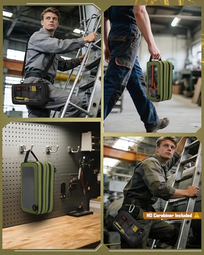 Marscamd 2 Pack Tool Pouch with Dual Compartments, 12” Tool Bag Black and Green
