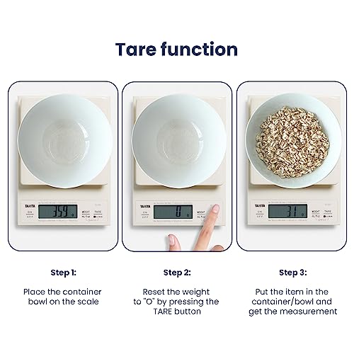 Tanita KD-320 Digital Kitchen Scale Cream – Precision Digital Kitchen Scales 3kg, Stainless Steel Platform, Food Weighing Scales for Cooking & Calorie Counting, Kitchen Essentials