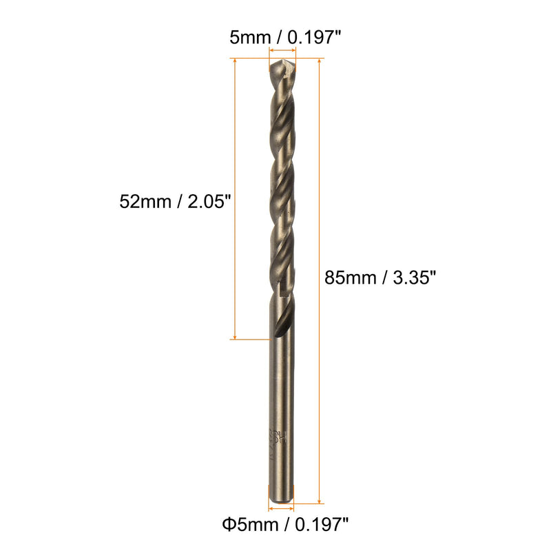 QUARKZMAN Metal Drill Bit 5mm M35 HSS Cobalt Twist Drill Tool Pack of 10 | For stainless steel, copper, wood, plastic and other hard materials 5mm