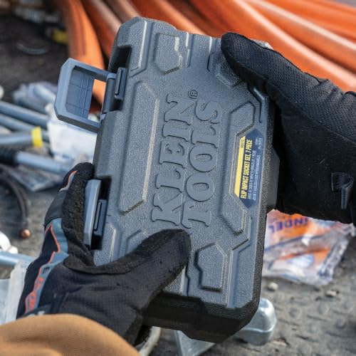 Klein Tools 66070 Impact Socket Set, Five Impact Driver Flip Sockets with 1/4-Inch Hex and 1/2-Inch Square Adapters, 7-Piece Multi-Size (7-Piece Set)