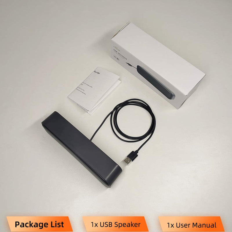 [Upgraded] USB Computer Speaker, Laptop Speaker with Stereo Sound & Enhanced Bass, Portable Mini Sound Bar for Windows PCs, Desktop Computer and Laptops