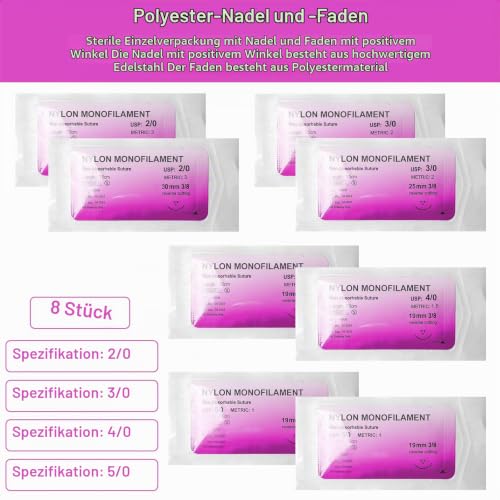 GAOUTO 32 Pieces Suture Material with Exercise Needles, Refill Pack for Surgical Suture Set, Needle and Thread Set, Wound Suture Kit Addition, Ideal Suture Exercise Thread for Students