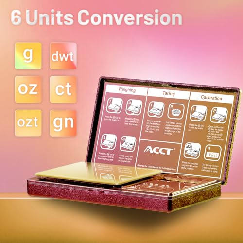 Digital Pocket Scale, Mini Scales, 0.01g x 500g, Jewely Scale, Gram and oz 6 Units, Tare, Accurate Jewellery Scales (Pink) Pink