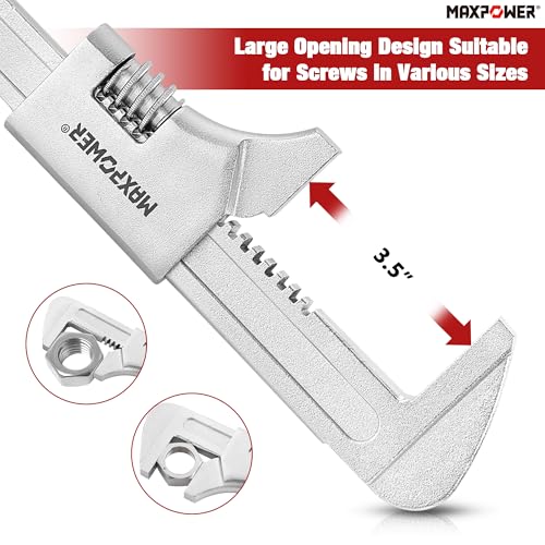MAXPOWER 14 1/2" Automotive Wrench, Wide Jaw Opening 3.5", Adjustable Auto Wrench for Automobiles Construction, Machine Maintenance and Home Repairs