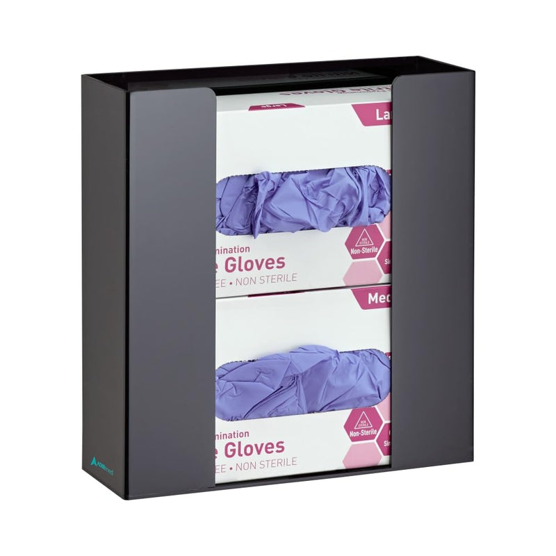 AdirMed VivaEssentials Double Glove Box Holder, Wall Mount or Free Standing Black Acrylic Glove Holder Double Box Capacity