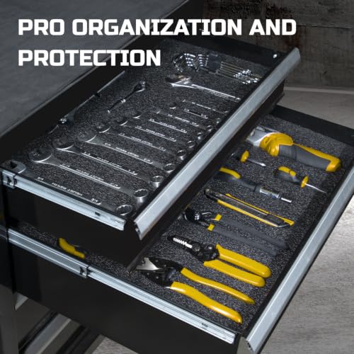 ONREVA Tool Box Foam Organizer 48x24x1 inch 1PC, Kaizen Sheets for Pro Tool Control, Custom Tool Shadow Inserts for Cases & Drawers, High Density Polyethylene Foam, Black with Yellow