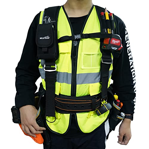 MELOTOUGH Tool Belt Suspenders Construction Bag Suspenders Heavy Duty Padded Work belt Suspenders,Work Knee Pads for Men Women Construction, Flooring, Roofing - Comfortable and Non Slip(Black)