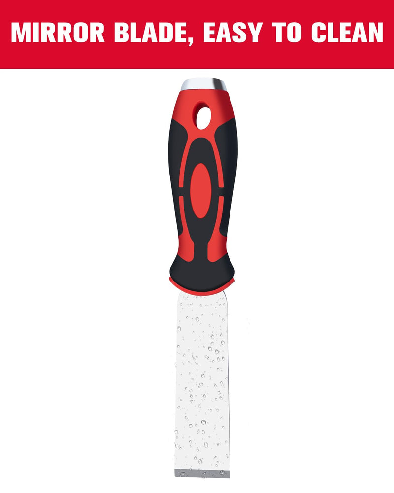 ROTATION Extra Thick Scraper Set, 4 piece, Soft Grip, Heavy Duty, Scraper with Hammer End, Stainless Steel Putty Knife