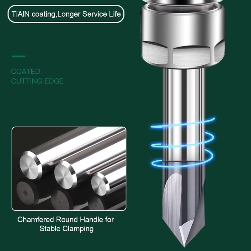 ASNOMY 4 pieces solid carbide chamfer cutter 3 flutes V groove cutter 60 degree and 90 degree CNC milling cutter end mill with TiAlN coating for machine tools and chamfering 4 pieces 4mm & 6mm, 60° & 90° angle