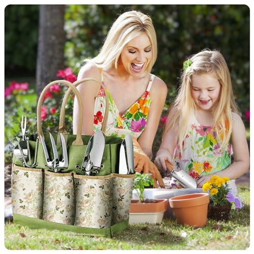 Grenebo Gardening Tools 9-Piece and Weed Barrier Fabric 4 ft x 50 ft 1 Pack