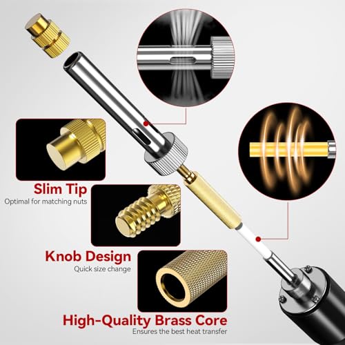 Threaded Inserts Set 60W Nut Inserts Tool Kit Digital Soldering Iron with Adjustable Temperature 392°F–932°F, M2 M3 M4 M5 M6 Heat Insert Tips with Suitcase for 3D Printing DIY Plastic Repair Tool