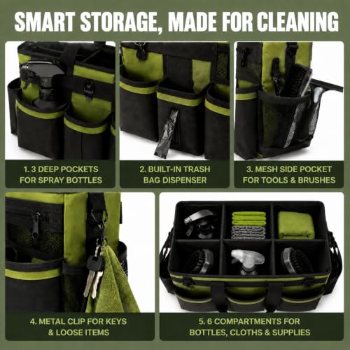 Wearable Cleaning Caddy Bag with Tool Belt Set, 600D Durable Fabric
