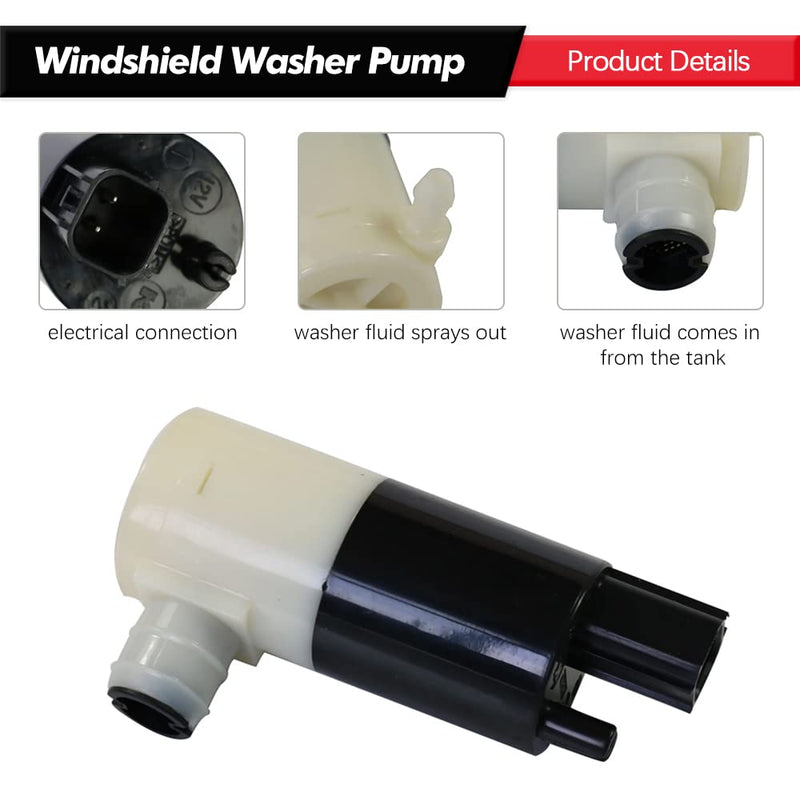 Windshield Washer Pump w/Grommet Replacement for Chrysler Dodge Ford Jeep Lincoln Replaces OEM 05103452AA, 05011807AB, 55077241AA, 05013160AA