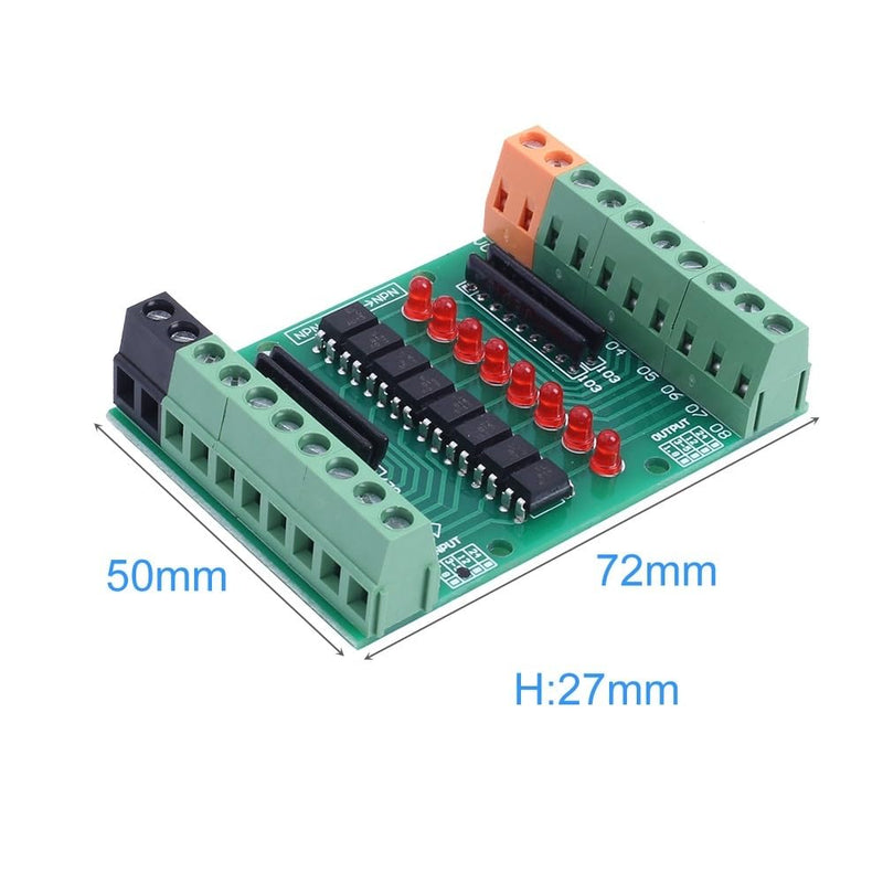 Optocoupler isolation module, DC 12V-24V 8-channel optocoupler isolation board, 8-channel NPN low high level output signal converter