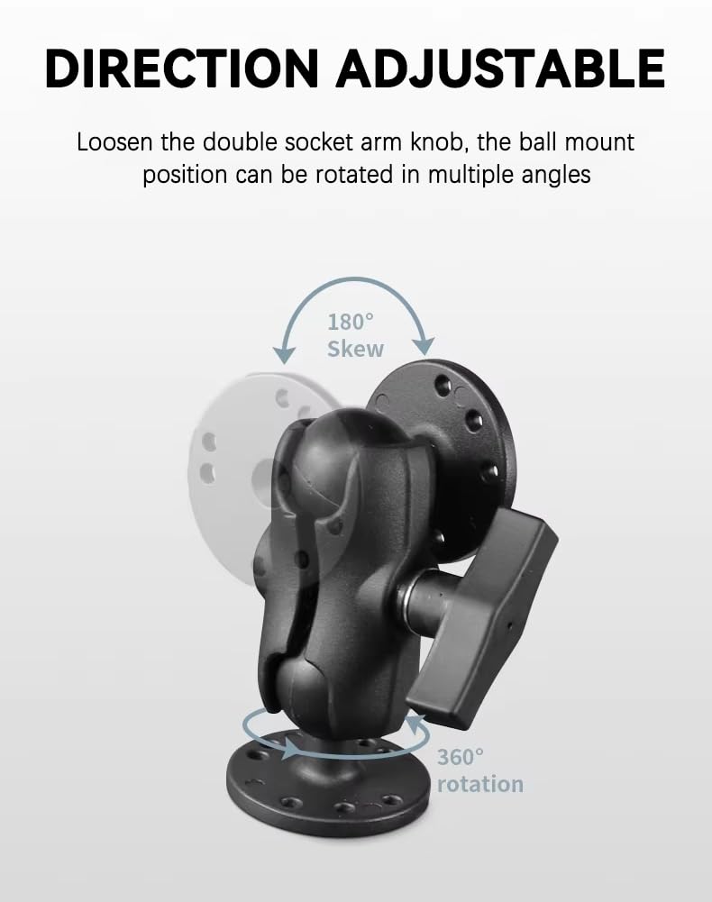 Strg Double Socket Arm for 1.5 Inches/ C Size/ 38mm Ball Mounts Accessories, 3.4'' Length Aluminum Short Arm Powerful Clamp Compatible with RAM Mount, iBolt and More 3.4" Long (A)