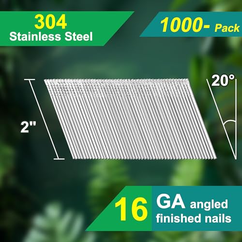16 Gauge 20-Degree Angled Finish Nails 2 Inch, 1000-Pack 2"~1000pcs
