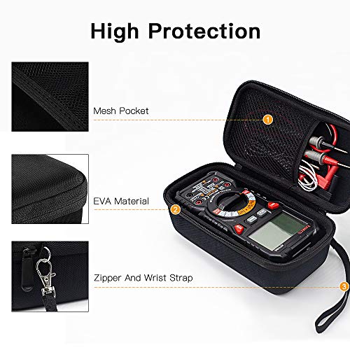 KAIWEETS HT118A/HT118E Multimeter Case and KAIWEETS Silicone Multimeter Test Leads with Gold-Plated Probes, 48 inch Long
