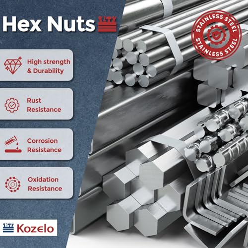 405pcs Hex Nuts Assortment Kit 304SS Hardware Nut Set Silver 1/4",5/16",3/8",7/16",1/2",#2#4#6#8#10 405