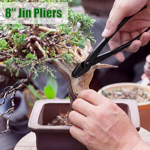 7-piece Bonsai Pruning Tool with Bag, Includes Knob, Concave, Root Cutter, Leaf Bud Scissors, Wire Cutter, Pliers and Tool Bag for Gardening, Horticulture Pruning and Care